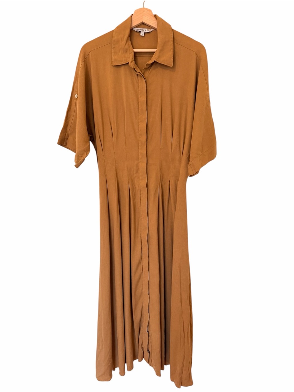 Veronica Beard Adavi Dress Caramel Button-Front Maxi Dress - Picture 2 of 10